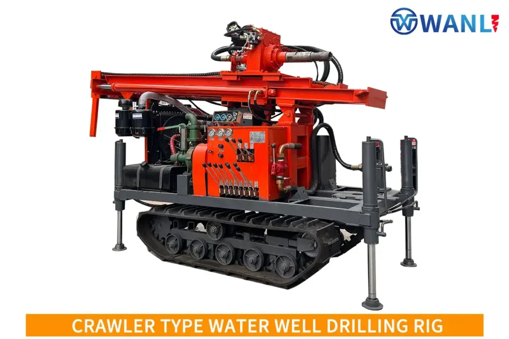 Crawler-type water well drilling rig for borehole construction